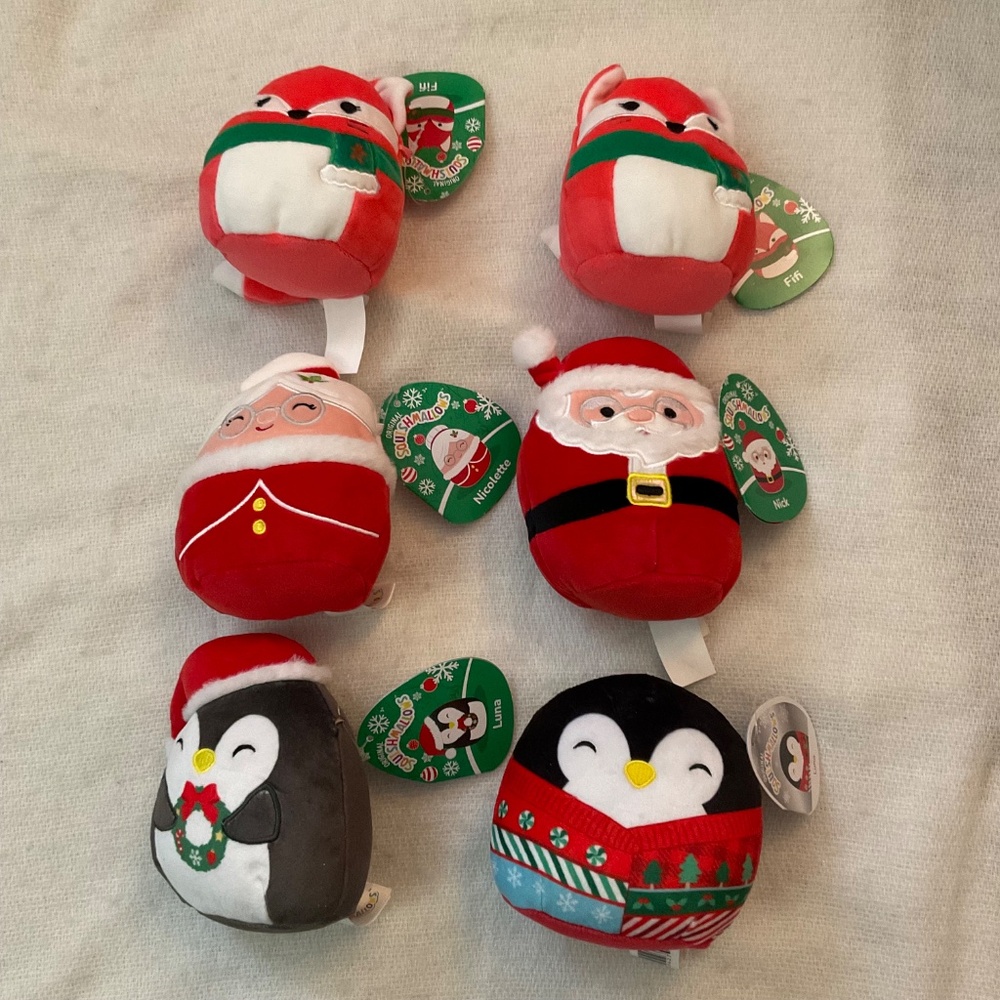 Squishmallow Lot of Christmas Plush Toys 5” Santa & Mrs Claus Fifi Luna NWT